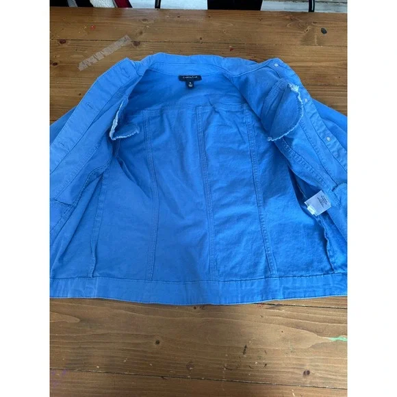 Charter Club Petite Blue Denim Jacket Stretch Cotton Trucker Coat PL Womens - Picture 8 of 14